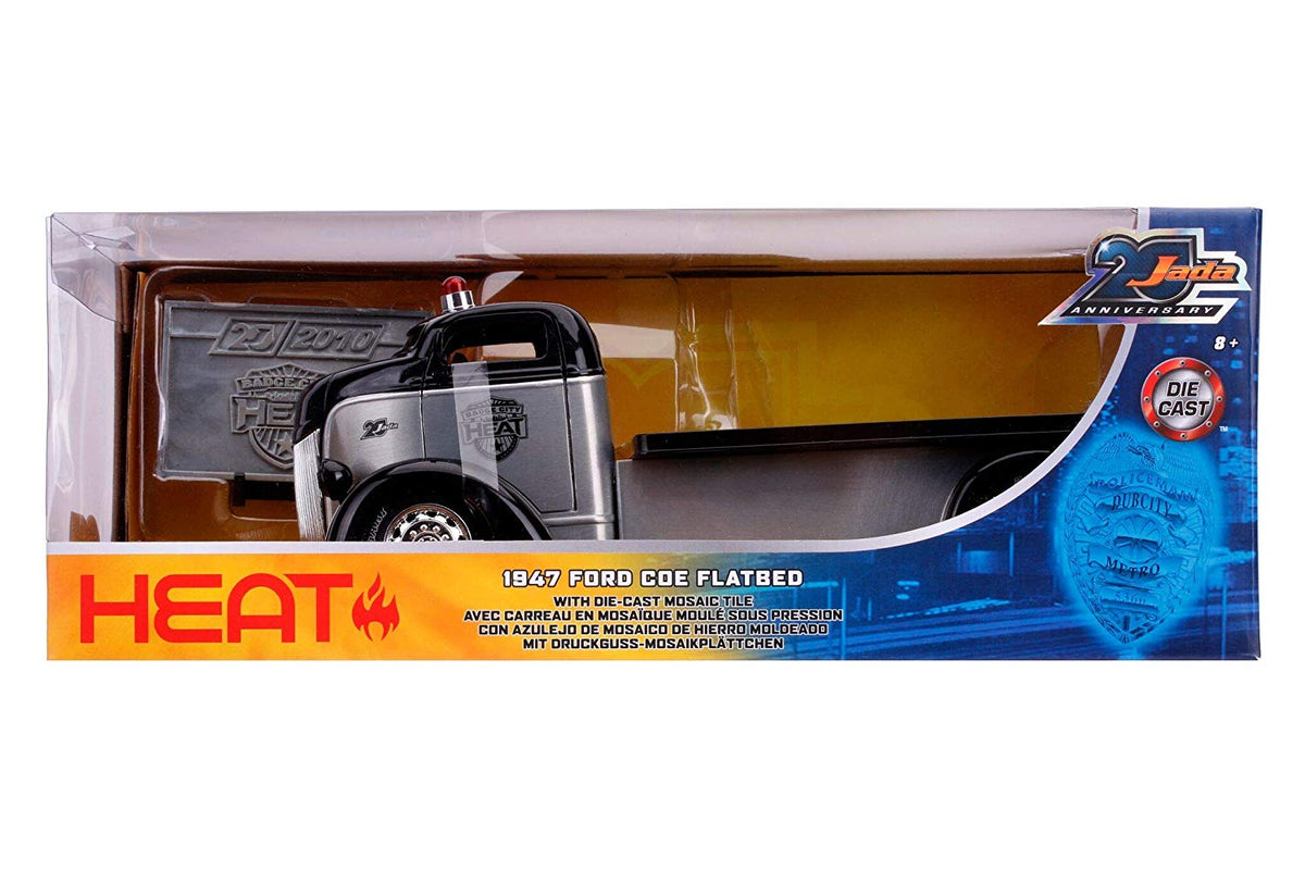 Jada Toys 1947 Ford COE Flatbed Tow Truck Raw Metal and Black Heat Jada  20th Anniversary 1/24 Diecast Model Car by Jada 31072