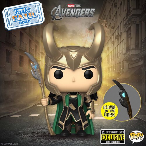 Funko Pop! Marvel : Loki with Scepter #985 (Glow In the Dark) - Entertainment Earth Exclusive