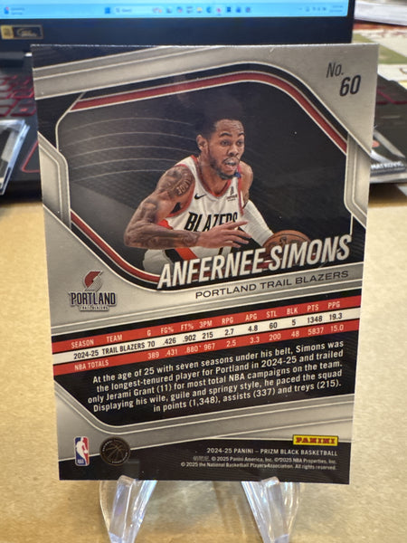 2024-25 Panini Prizm Black #60 Anfernee Simons