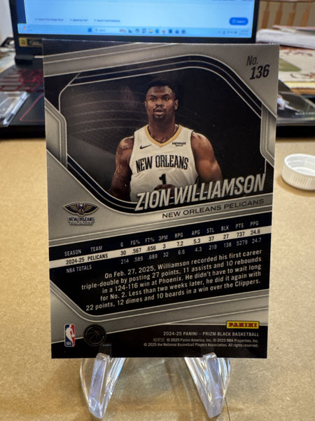 2024-25 Panini Prizm Black #136 Zion Williamson