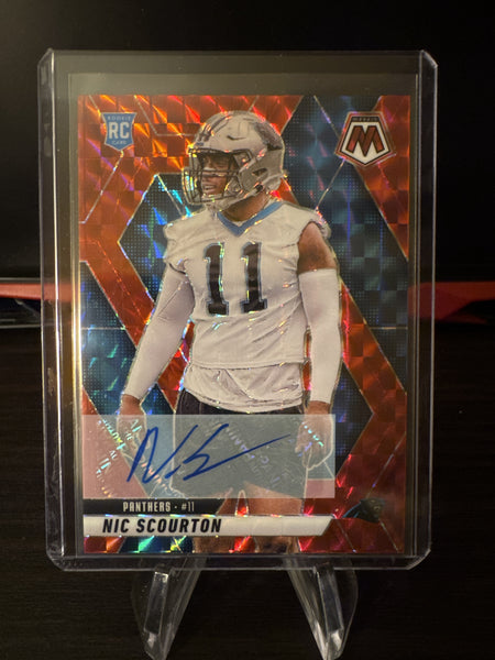 2025 Panini Mosaic #391 Nic Scourton Rookie Autographs Mosaic Red #117/199
