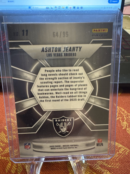 2025 Panini Mosaic #11 Ashton Jeanty Center Stage Mosaic Blue #64/99
