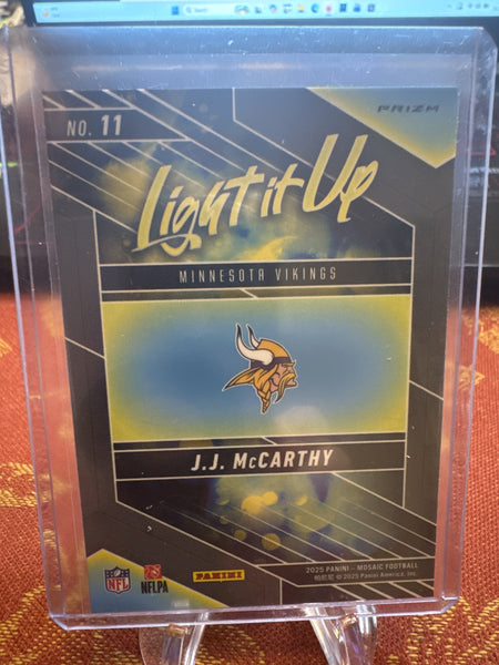 2025 Panini Mosaic #11 J.J. McCarthy Light It Up Mosaic Silver