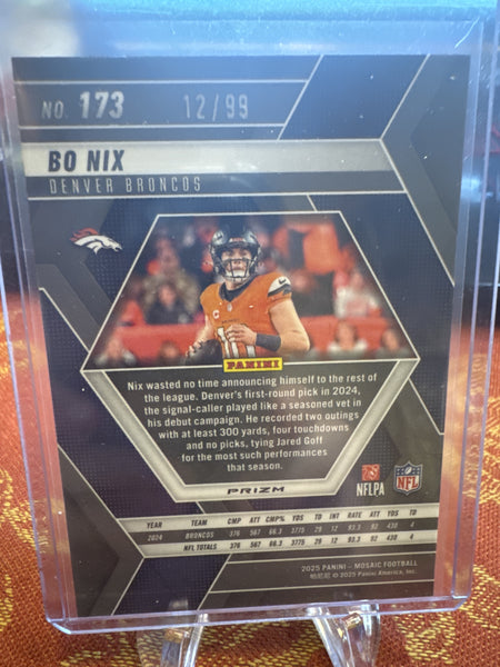 2025 Panini Mosaic #173 Bo Nix Mosaic Blue #12/99