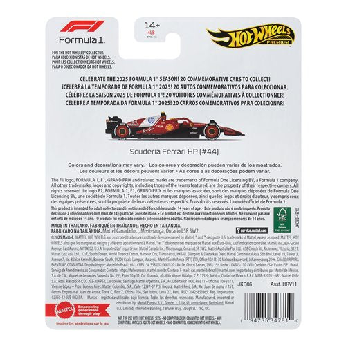 Hot Wheels Formula 1 - Ferrari Lewis Hamilton #44 Premium 1:64 Vehicle