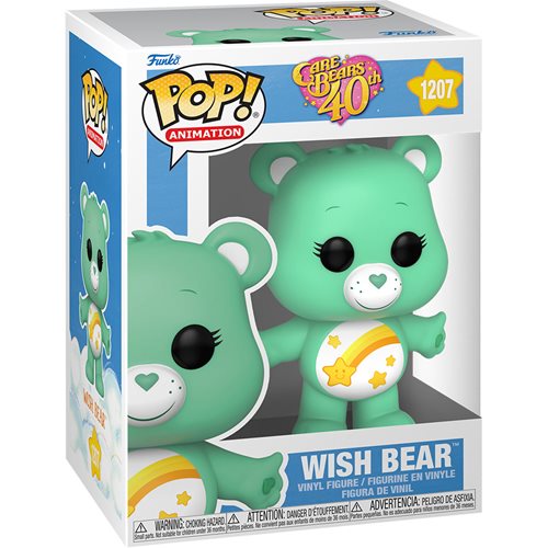 Funko Pop! Animation : Care Bears 40th Anniversary - Wish Heart Bear #1204 - Flocked Chase Bundle
