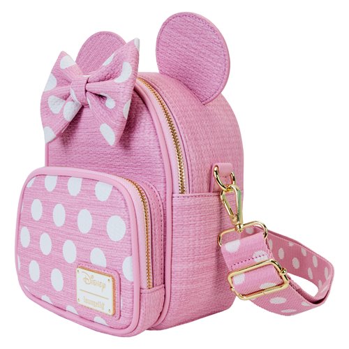 Loungefly - Minnie Mouse Pink Polka Dot Straw Mini Convertible Bag (Pre-Order)