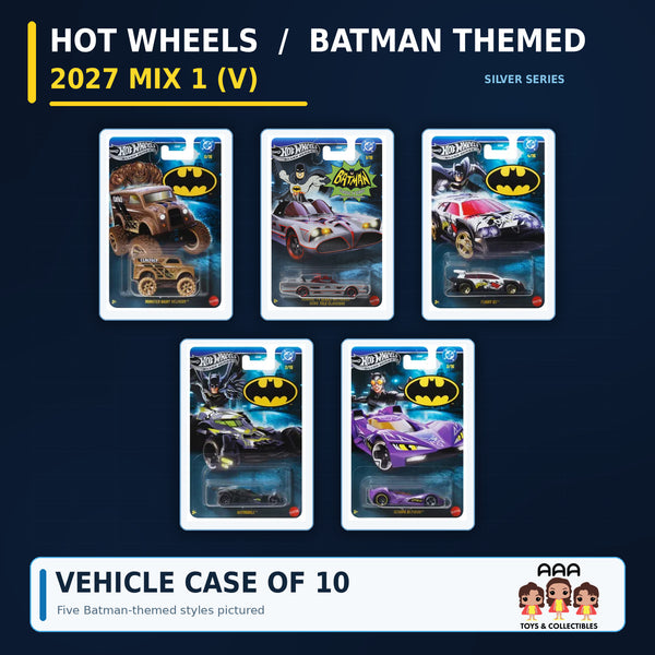Hot Wheels Batman Themed 2027 Mix 1 (V) Vehicle Case of 10 (Pre-Order)