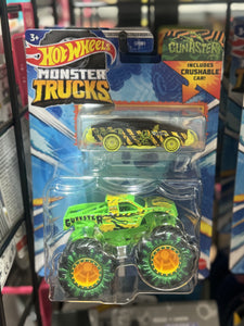 Hot Wheels Monster Truck Plus Car 1:64 Scale Vehicle 2-Pack - Gunkster and Crushed Coupe - Speed Bump