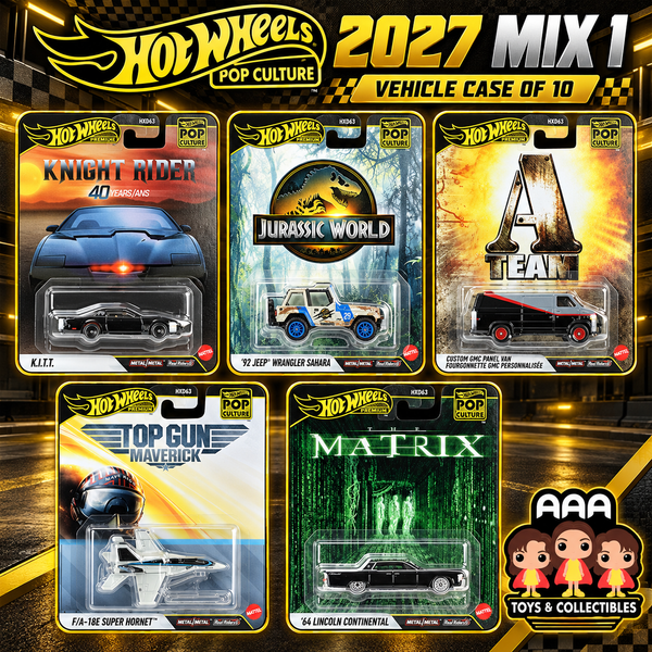 Hot Wheels Pop Culture 2027 Mix 1 Vehicle Case of 10 (Pre-Order)
