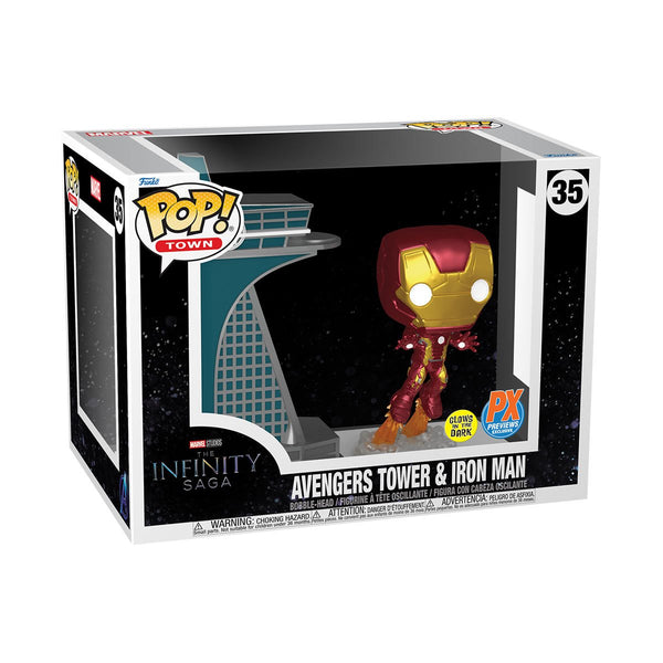 Funko Pop! Town: Avengers 2 Iron Man with Avengers Tower Glow-in-the-Dark #35 - Previews Exclusive