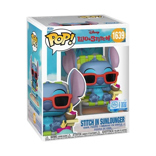 Funko Pop! Disney: Lilo & Stitch - Stitch in Sunlounger Premium Funko Pop! Vinyl Figure #1639 - Entertainment Earth Exclusive