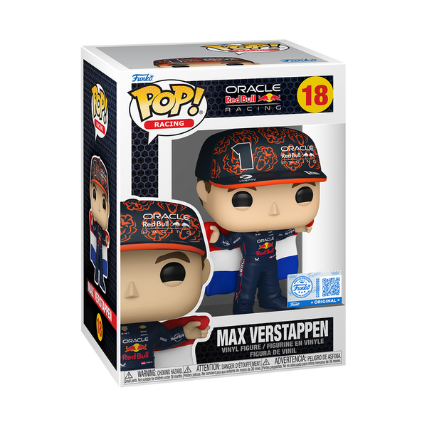 Formula 1 Red Bull Max Verstappen with Flag Funko Pop! Vinyl Figure #18 - Entertainment Earth Exclusive