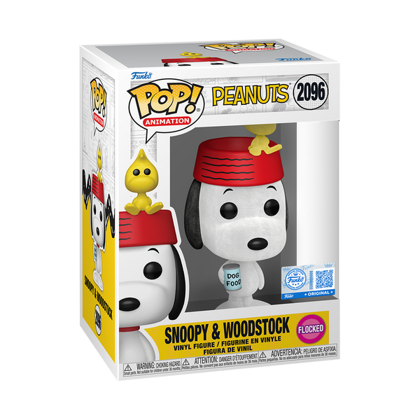 Peanuts Snoopy & Woodstock Flocked Funko Pop! Vinyl Figure #2096 - Entertainment Earth Exclusive