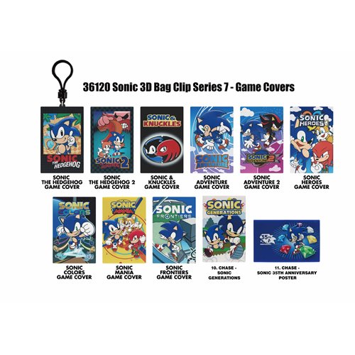 Sonic the Hedgehog Game Covers Series 7 3D Foam Bag Clip - One Mystery Figure (Pre-Order)