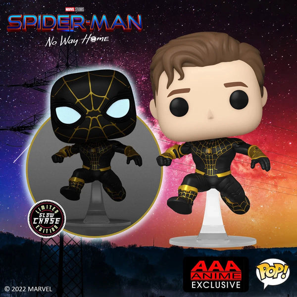 Funko Pop! Marvel: Spider-Man No Way Home Unmasked Black Suit - AAA Anime Exclusive (Chase Bundle)