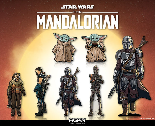 Star Wars: The Mandalorian Bundle of 7 FiGPiN Classic Enamel Pins (Includes XL The Mandalorian)
