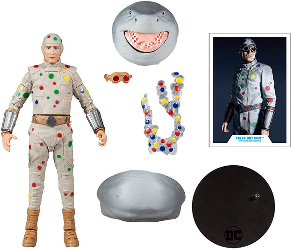 McFarlane Toys DC Multiverse Polka Dot Man (The Suicide Squad) 7" Action Figure with Build-A King Shark Piece and Accessories