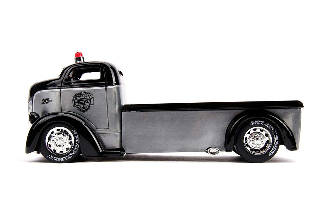 Jada Toys 1947 Ford COE Flatbed Tow Truck Raw Metal and Black Heat