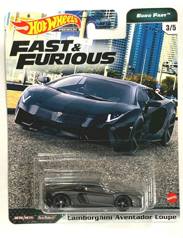 Fast & Furious Hot Wheels Premium Euro Fast 3/5 Lambo Aventador Coupe (Black)