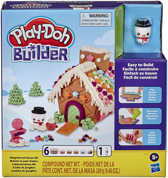 Play-Doh Builder Gingerbread House Toy Building Kit for Kids 5 Years and Up with 6 Non-Toxic Colors - Easy to Build DIY Craft Set