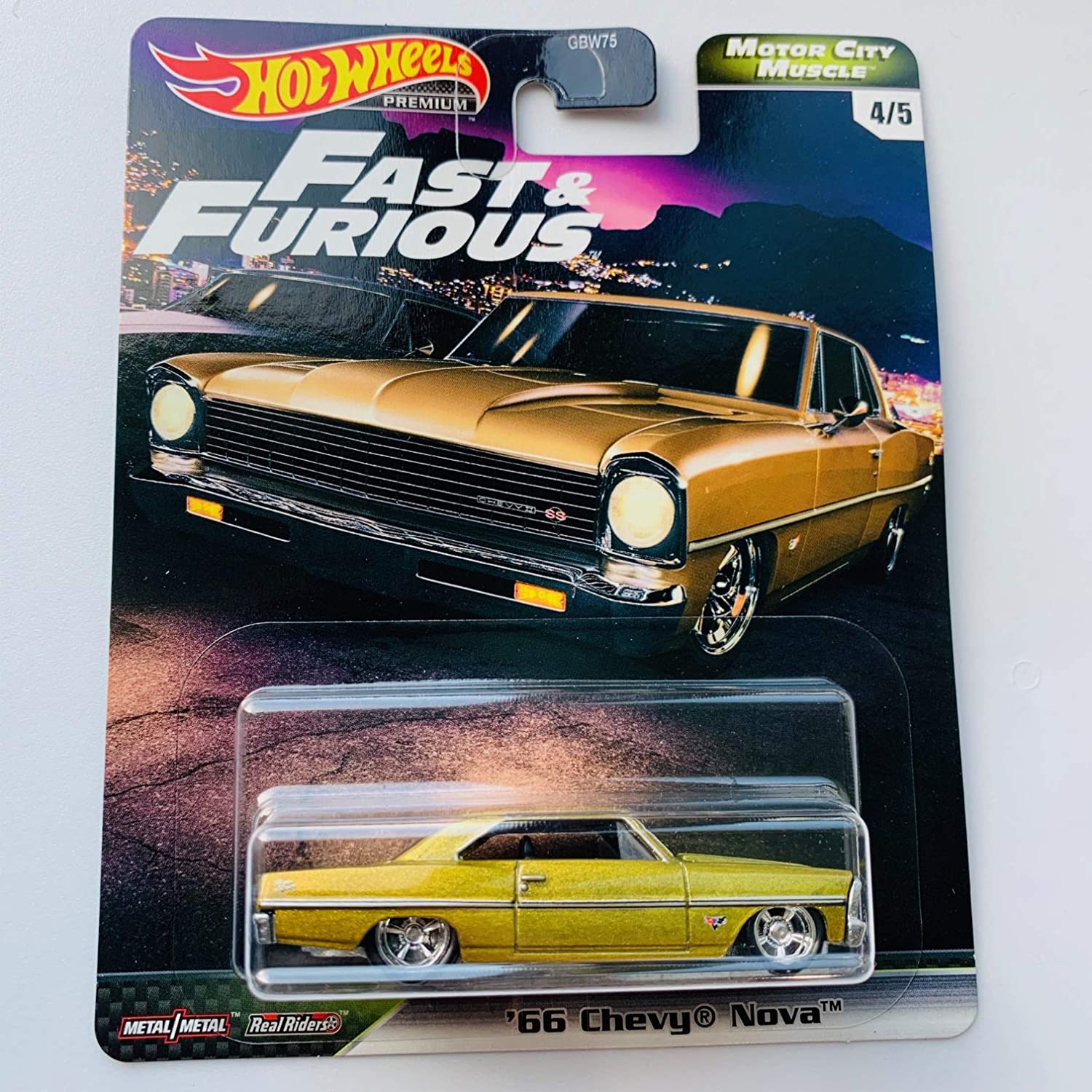 Hot Wheels Premium 2020 Motor City Muscle F&F, Gold '66 Chevy Nova