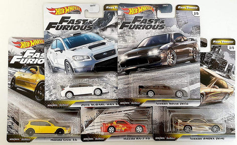 Hot Wheels Fast & Furious Fast Tuners Premium Die Cast Set (Honda Civic EG, Mazda Rx-7 FD, Subaru WRX, Nissan Silvia, 240SX)