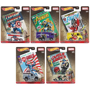 Hot Wheels Premium 2021 Pop Culture, Marvel Mix 3 - Bundle of 5