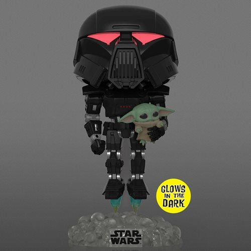 Star Wars: The Mandalorian Dark Trooper with Grogu Glow-in-the-Dark Pop! Vinyl - Entertainment Earth Exclusive (Pre-Order)